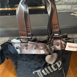 Juicy Couture Black and Silver Tote Bag